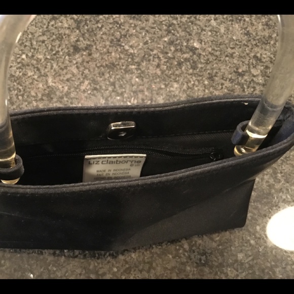 Perfect satin party purse!  Lucite handle. - Picture 3 of 3